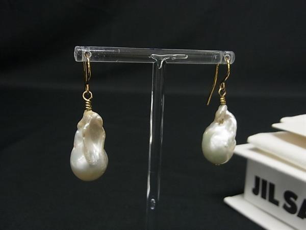 1円 JIL SANDER ジルサンダー 本真珠 淡水真珠 淡水パール バロックパール パール 約15mm ピアス アクセサリー アイボリー系FQ8581拍卖