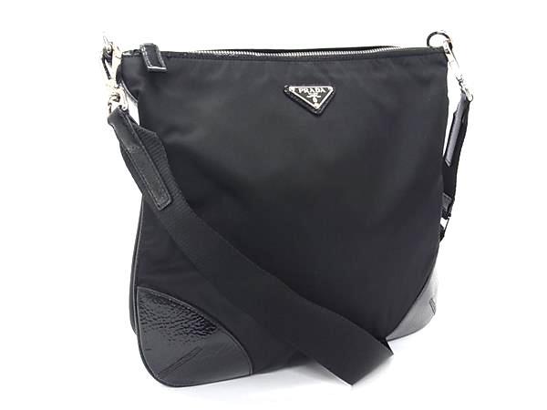 1円 ■極美品■ PRADA プラダ テスートナイロン ショルダーバッグ クロスボディ レディース メンズ ブラック系 FQ9023拍卖