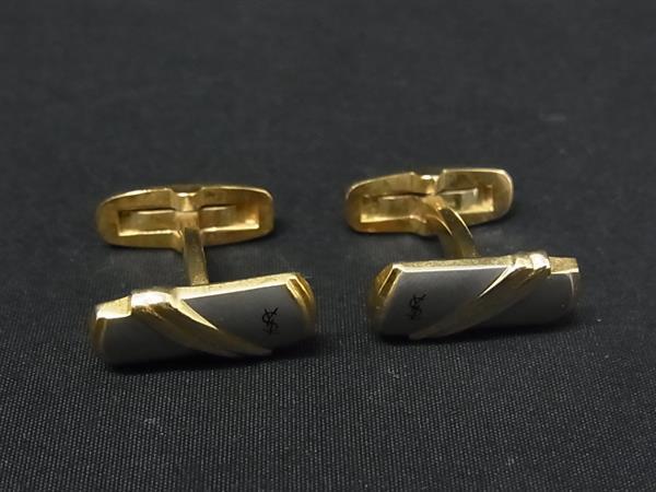 YVESSAINTLAURENT イヴサンローラン カフスボタン カフリンクス アクセサリー ビジネス 紳士 メンズ シルバー系×ゴールド系 DN9539拍卖