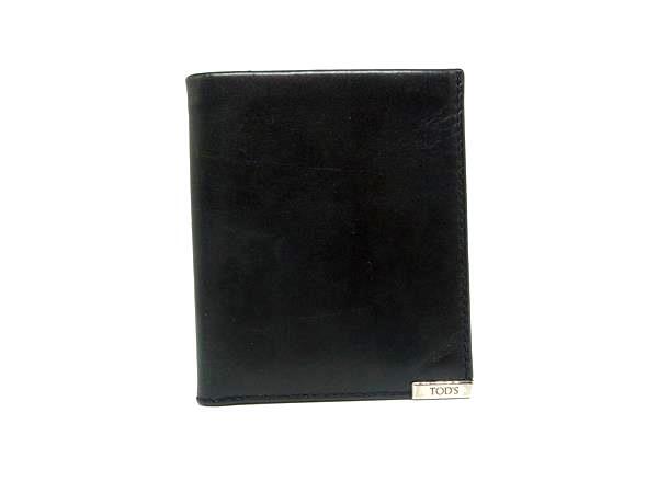 ■美品■ TODS トッズ レザー 二つ折り 財布 ウォレット 札入れ 紳士 ビジネス メンズ ブラック系 DM8647拍卖