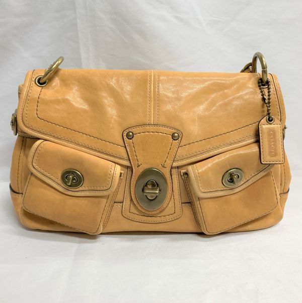 【R350】コーチ COACH レガシー・レザー・レイ・ポケット・フラップバッグ 65周年 限定 キャメル ブラウン バッグ トート 現状品拍卖