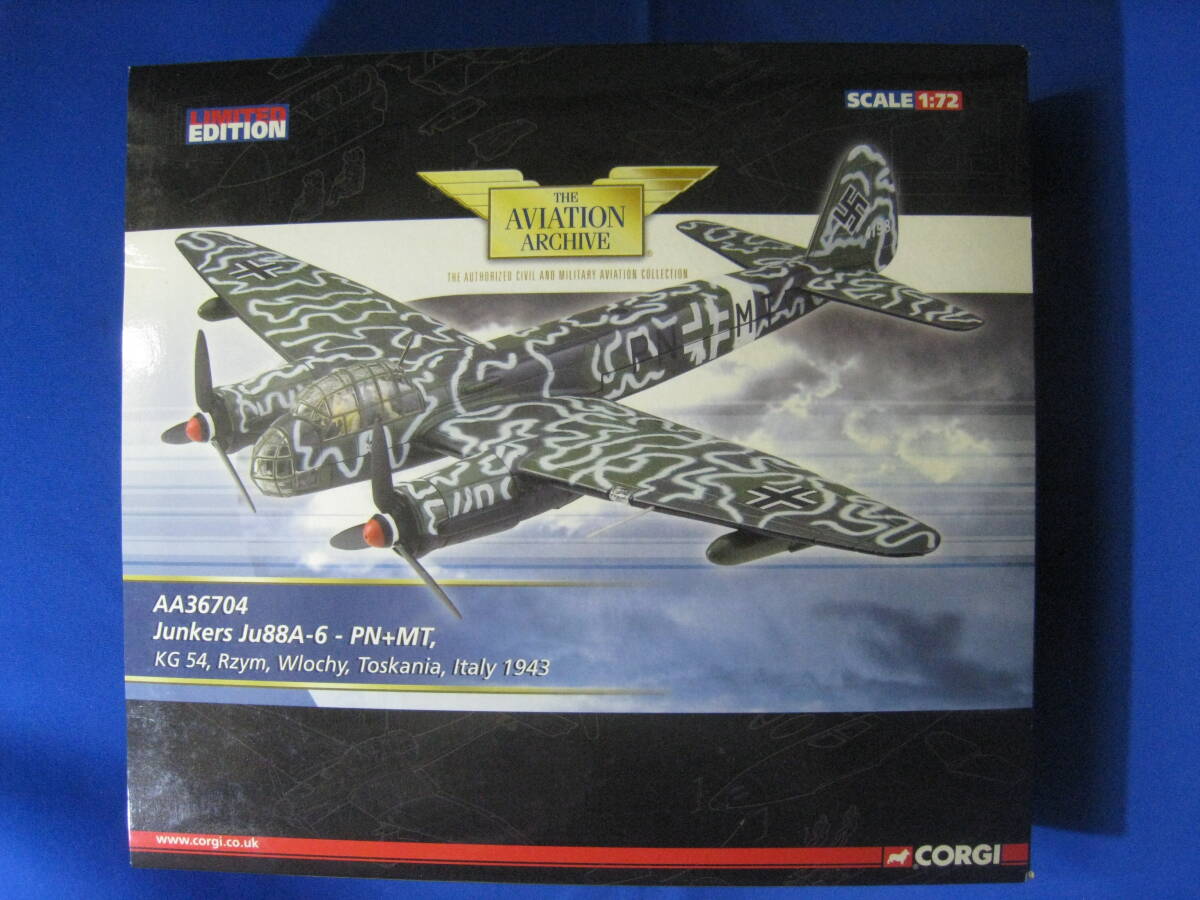 CORGI コーギー AA36704 1/72 ユンカース Ju88A-6 夜間戦闘機型 ダイカスト製完成品 AVIATION ARCHIVE Junkers Ju88A-6 PN+MT KG54拍卖