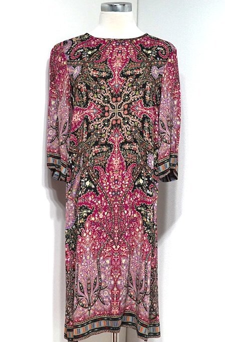 20AW 極美品 ETRO エトロ ボタニカルペイズリー柄 ストレッチレーヨン ドレス ロング ワンピース レディース 38拍卖