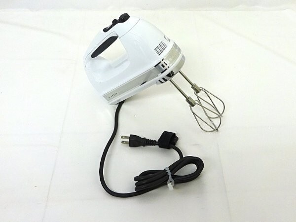 1円スタート キッチンエイド ハンドミキサー 9段階変速 速度LED表示 1台4役 静音設計 コンパクト コードロック可 KSM9 ホワイト A14366/BP拍卖