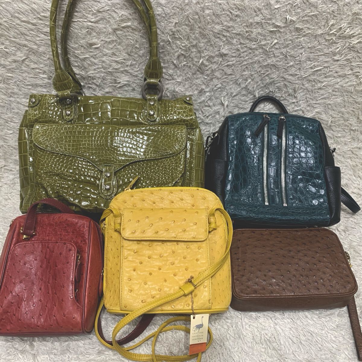 エキゾチックレザー バッグまとめ クロコダイル オーストリッチ シャイニング ハンドバッグ ショルダーバッグ 型押し無し レディース 鞄拍卖