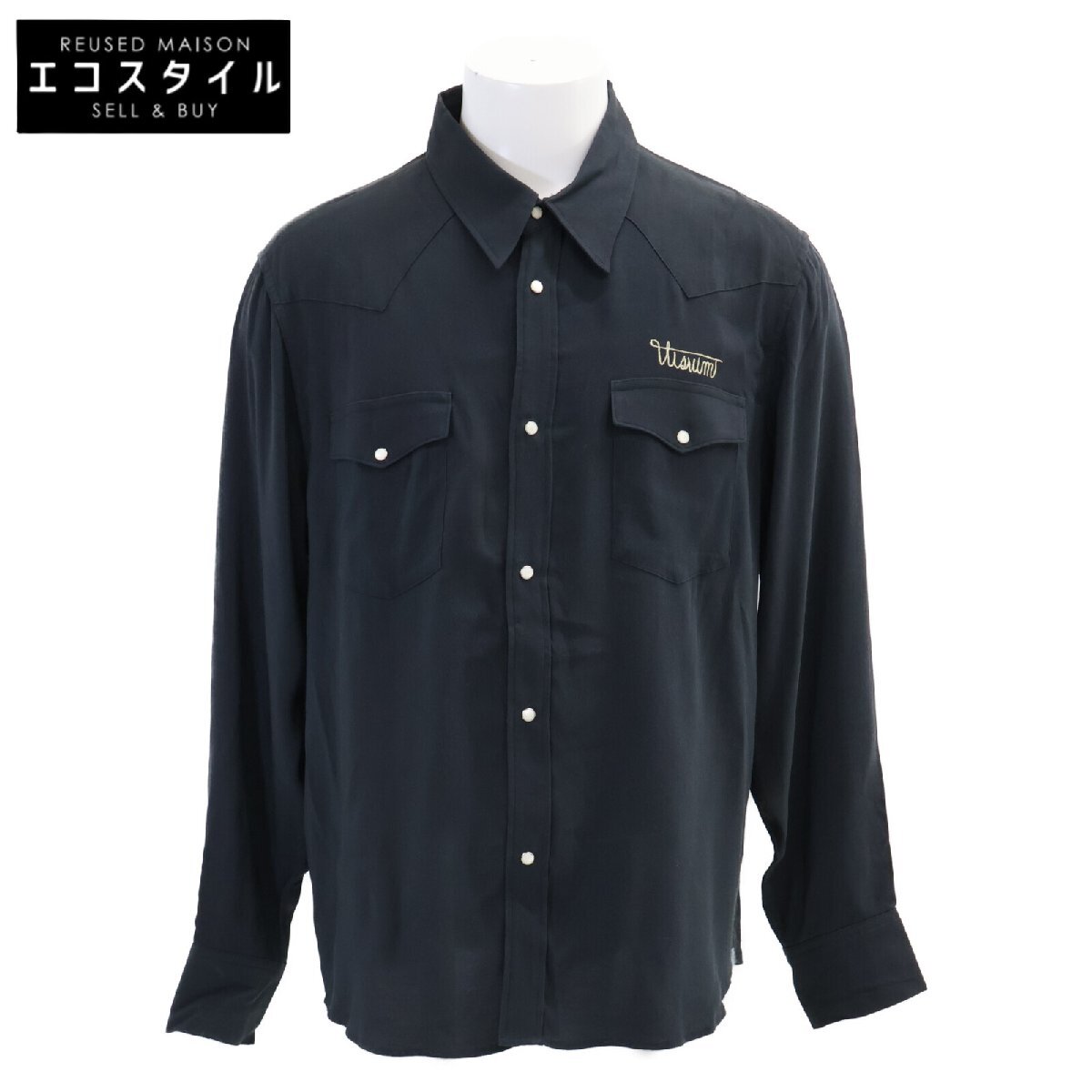 国内正規/26SS VISVIM ビズビム 0126105011008 FOUR CORNERS L Sバック刺繍ウエスタンシャツ 2 ブラック メンズ拍卖