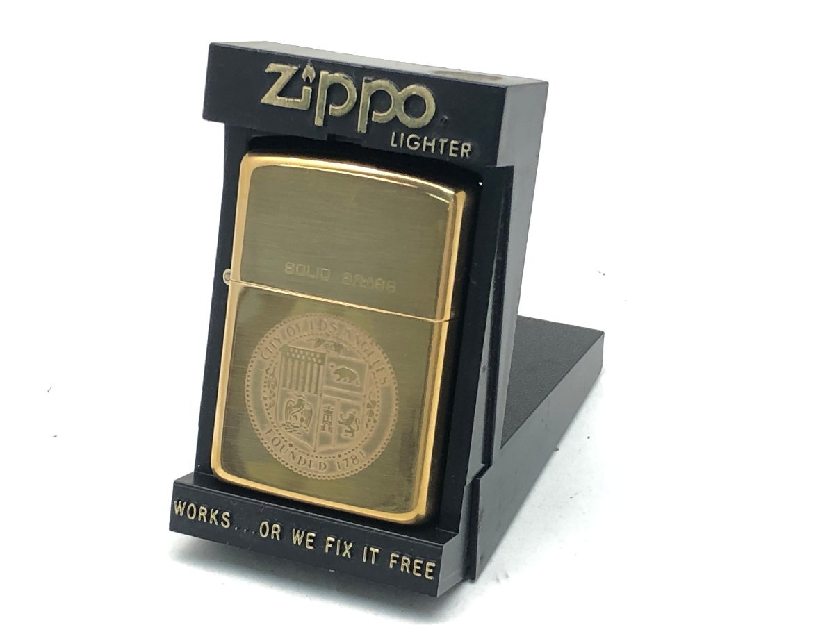 ■Zippo SOLID BRASS CITY OF LOS ANGELES オイルライター 1932-1988 火花あり 中古【UW050539】拍卖