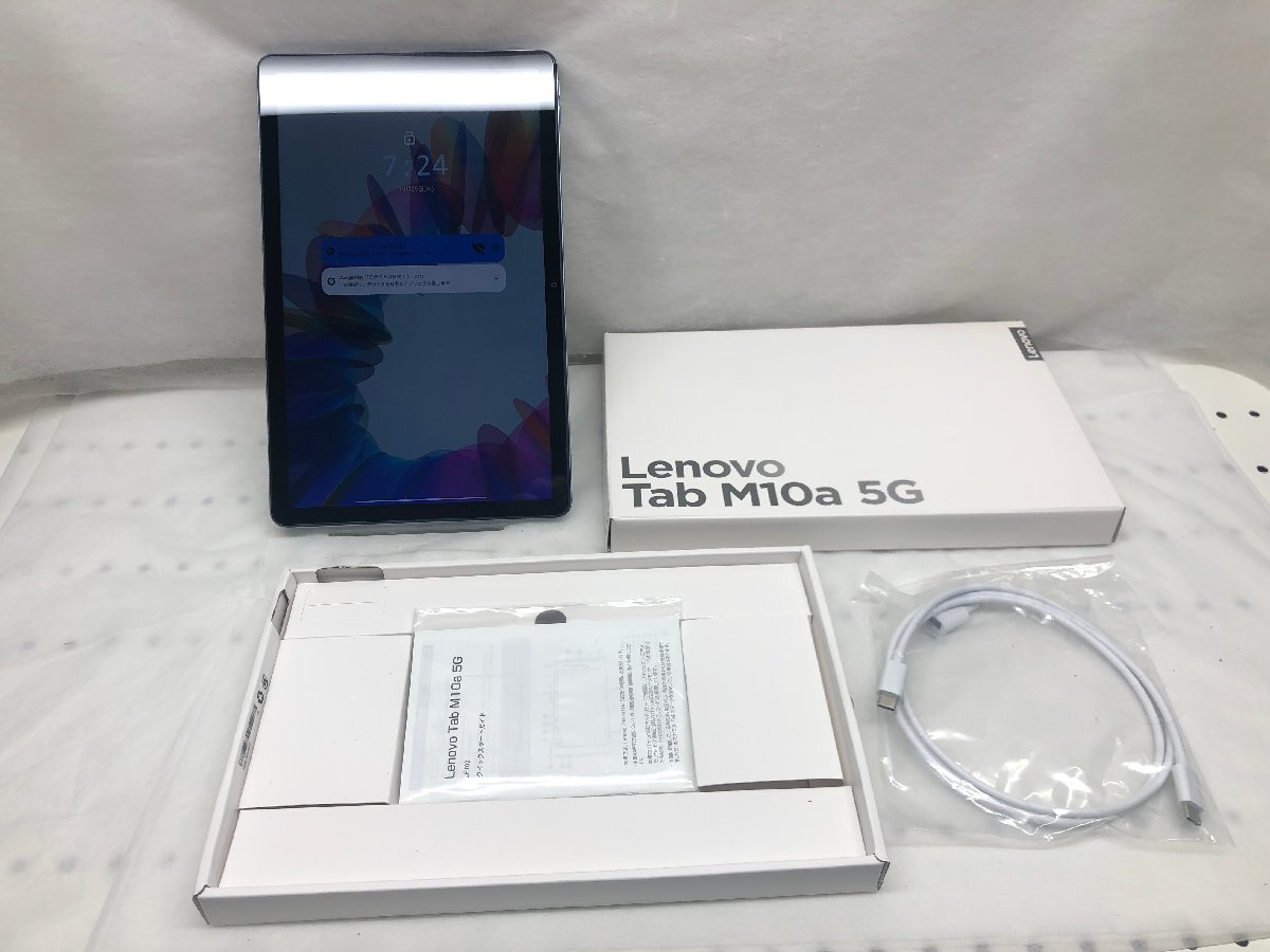【美品】Lenovo Tab M10a 5G LET02SLA 64GB Android タブレット フロストブルー 10.6インチ LET02拍卖