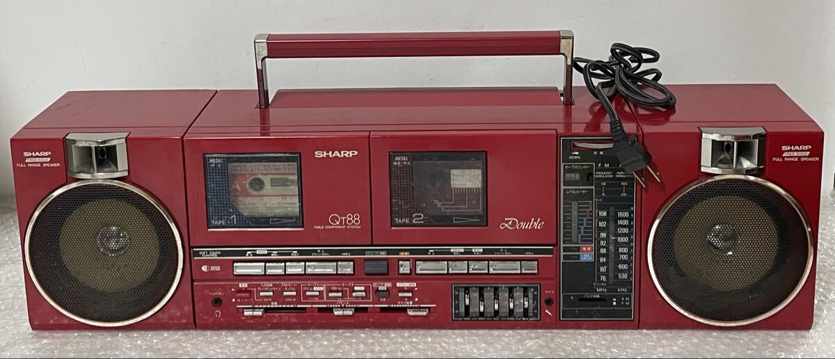 【難あり】SHARP シャープ ダブルラジカセ QT-88R 赤 ラジオOK カセット不動 電池蓋欠品拍卖