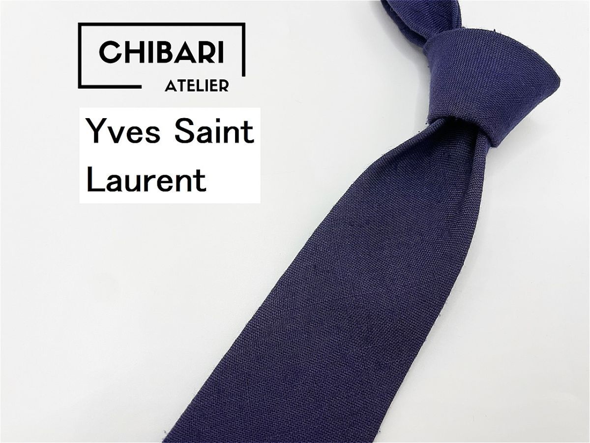 YvesSaintLaurent サンローラン ロゴ柄 ネクタイ 3本以上 送料無料 メンズ パープルネイビー 0602221拍卖