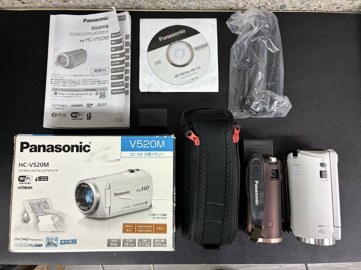 500円スタート Panasonic HC-V520M デジタルハイビジョンビデオカメラ 32GB内蔵メモリー 2台セット 充電器なし 動作未確認拍卖