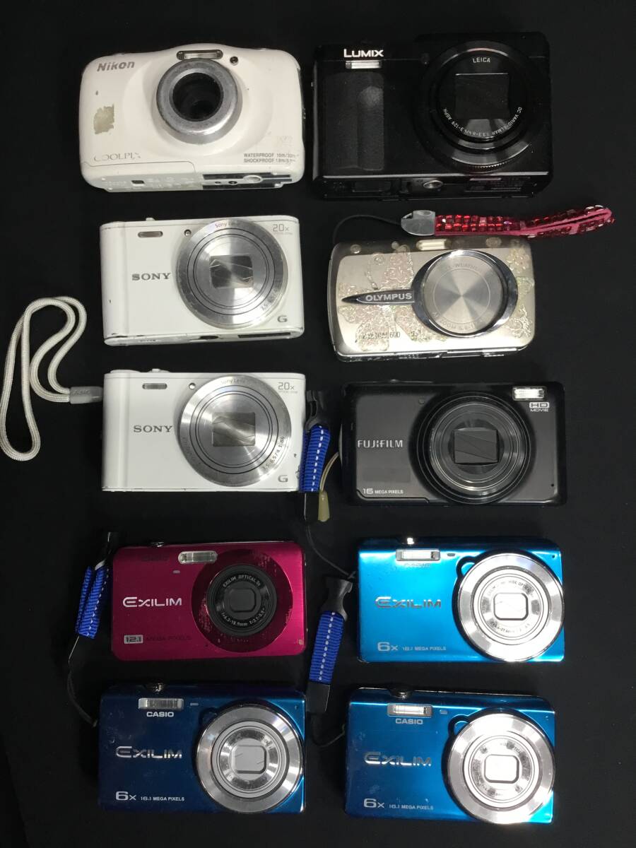 【R08K106】訳ありデジカメ まとめて8台 Nikon SONY OLYMPUS FUJIFILM CASIO Panasonic ジャンク拍卖