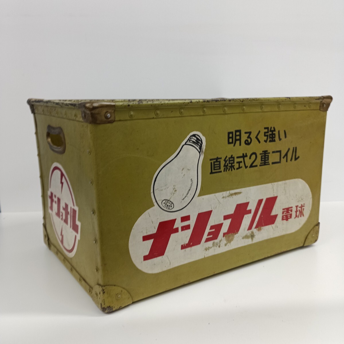 K6-72L【ナショナル ナショナル電球 ナショナル蛍光灯 ぼて箱 グリーン】National ボテ箱 昭和レトロ 現状品 ジャンク拍卖