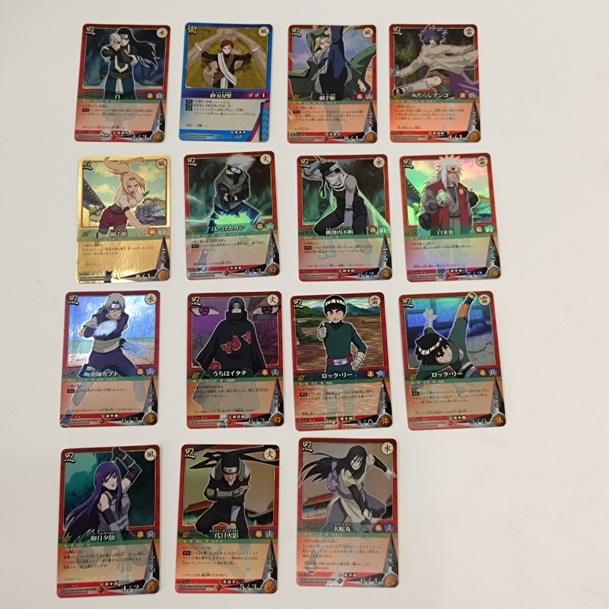 I6-86P【NARUTO ナルト カードゲーム まとめ 15枚 】カードスリーブ13枚付 大量 キラカード イタチ 自来也 綱手 他 現状品拍卖