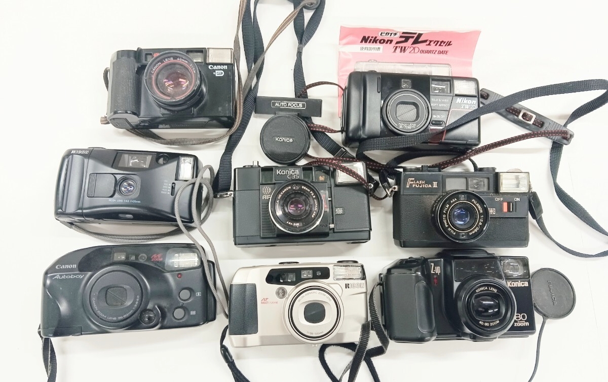 1円スタート コンパクトフィルムカメラ おまとめ8点 CANON KONICA RICOH Nikon FUJIFILM カメラ 動作未確認 ジャンク 現状品【K001418】拍卖