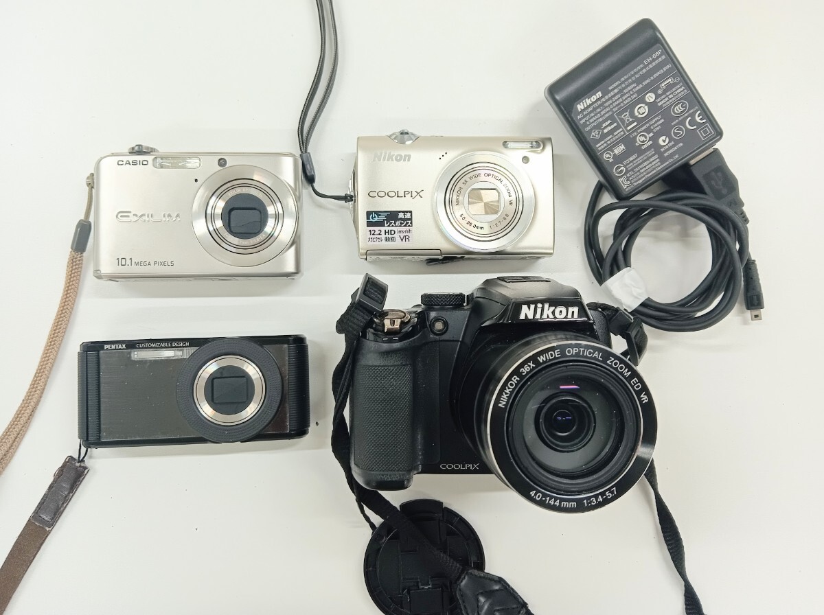 1円スタ コンパクトデジタルカメラ おまとめ4点 Nikon COOLPIX PENTAX CASIO コンデジ デジカメ ジャンク 動作未確認 現状品 【K001385】拍卖