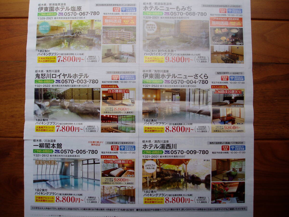 即決 !! 伊東園ホテル 栃木県 6ケ所 お誕生日割引&はな金割引 セット券 【 2027年 6月30日 泊まで有効 】拍卖