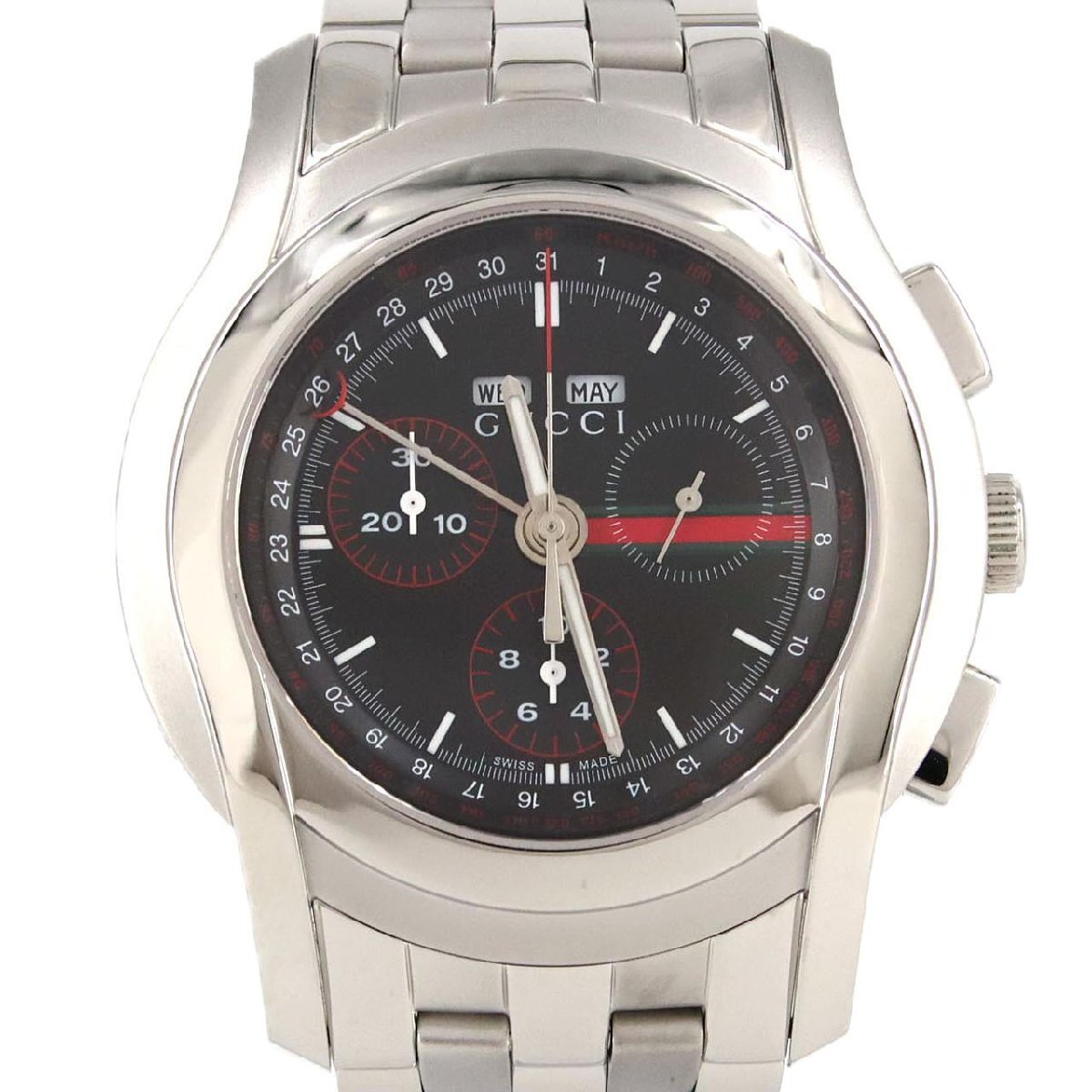 【ノーメンテナンス還元価格】グッチ 5500CHRONO/YA055206 SS クォーツ拍卖