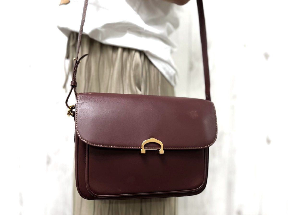 極美品 Cartier カルティエ ハンドバッグ ショルダーバッグ バッグ レザー ボルドー 2WAY 101627拍卖