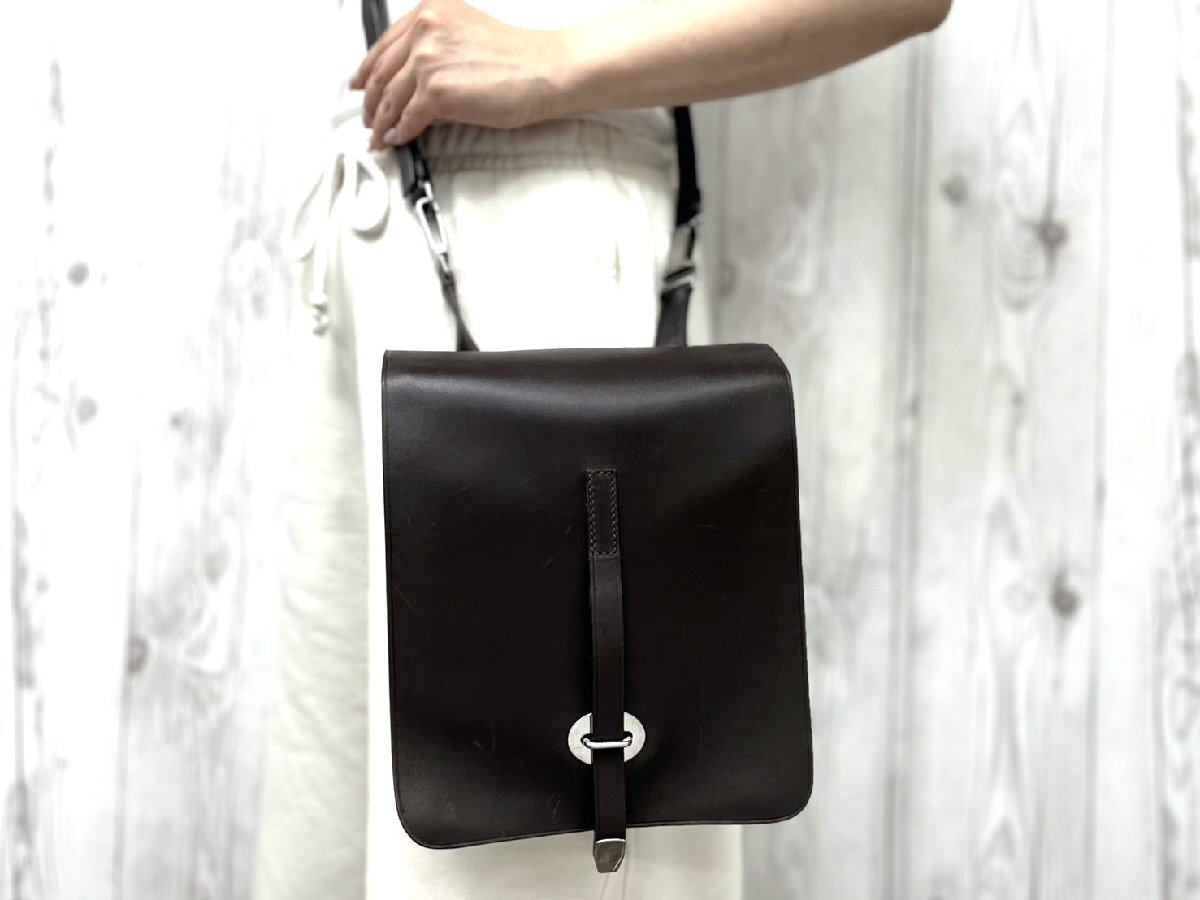 極美品 PRADA プラダ ショルダーバッグ バッグ カード有VA0045 レザー 茶 メンズ 101430拍卖