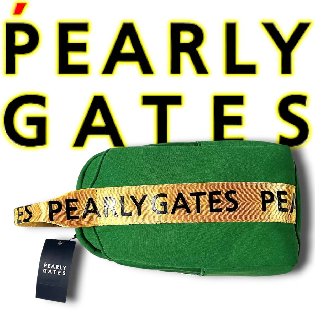 新品 PEARLY GATES パーリーゲイツ 定価1.8万 ハワイ限定! テープロゴデザイン ネオプレーン ワンハンドルボールポーチ 小物入れ バッグ 24拍卖