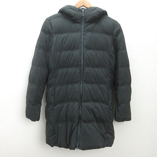 t■ユニクロ/UNIQLO フーディー シームレスダウンコート/セミロング■緑系【レディースM】LADIES/X63【中古】拍卖