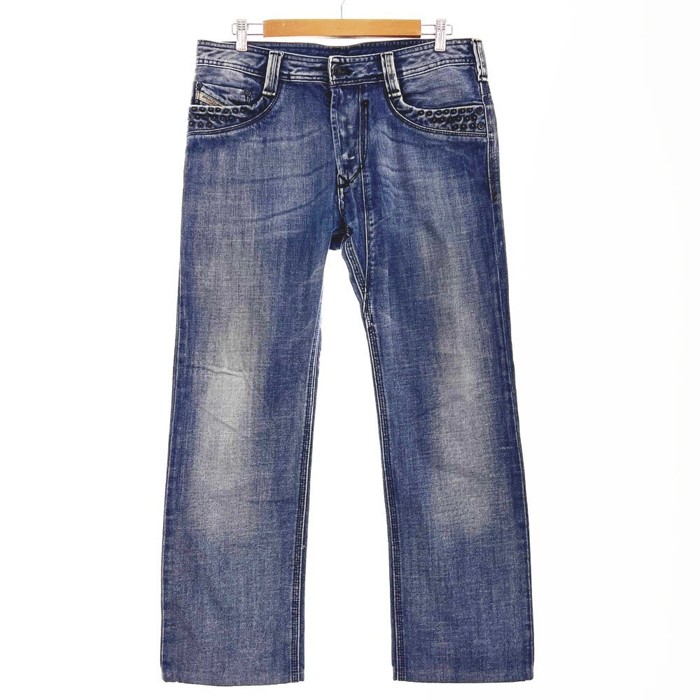 ●美品 DIESEL ディーゼル TIMMEN WASH 008AT スタッズ加工 デニムパンツ サイズ34 メンズ ウォッシュ ダメージ加工 ストレート 1AC/95380拍卖