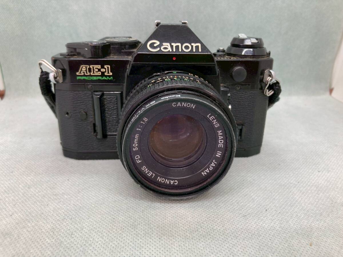Canon AE-1 PROGRAM キヤノン キャノン フィルム一眼レフカメラ ブラック 黒 FD 50mm 1:1.8 動作未確認 現状品拍卖