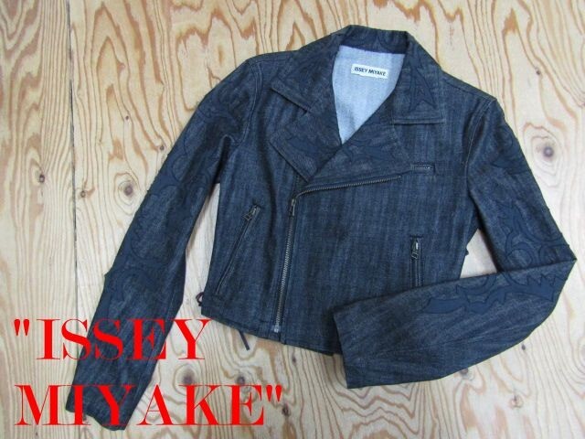 ★イッセイミヤケ ISSEY MIYAKE★レディース ブラックデニム ダブルライダースジャケット★R80614019B拍卖