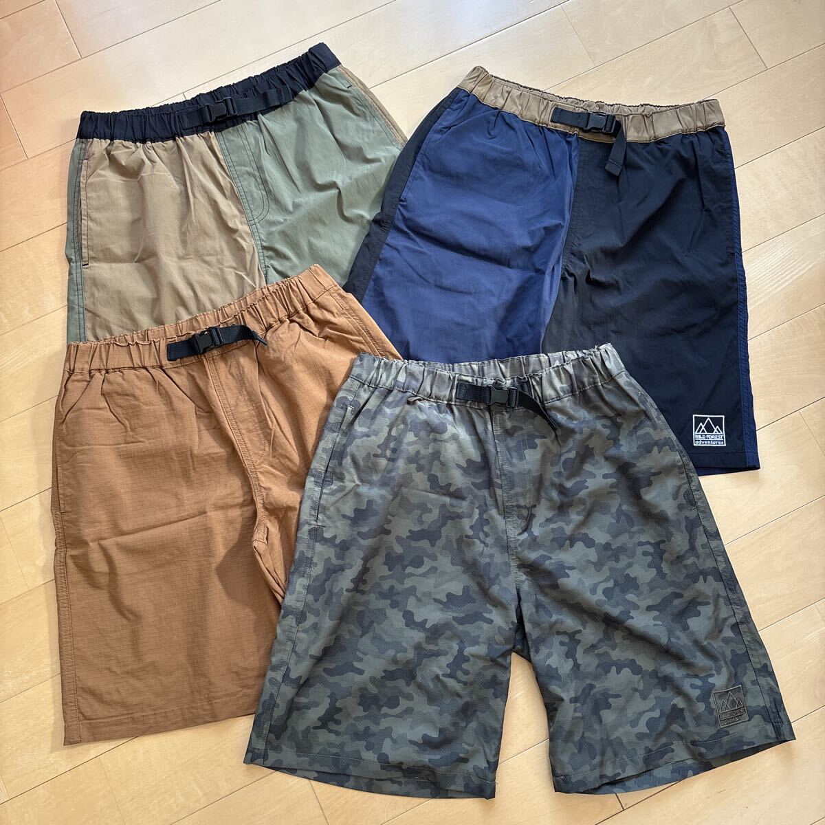 男の子 ハーフパンツ 短パン サイズ170 4枚セット 迷彩 黒 青 カーキ 茶 アピタ購入 ストレッチあり 速乾生地拍卖