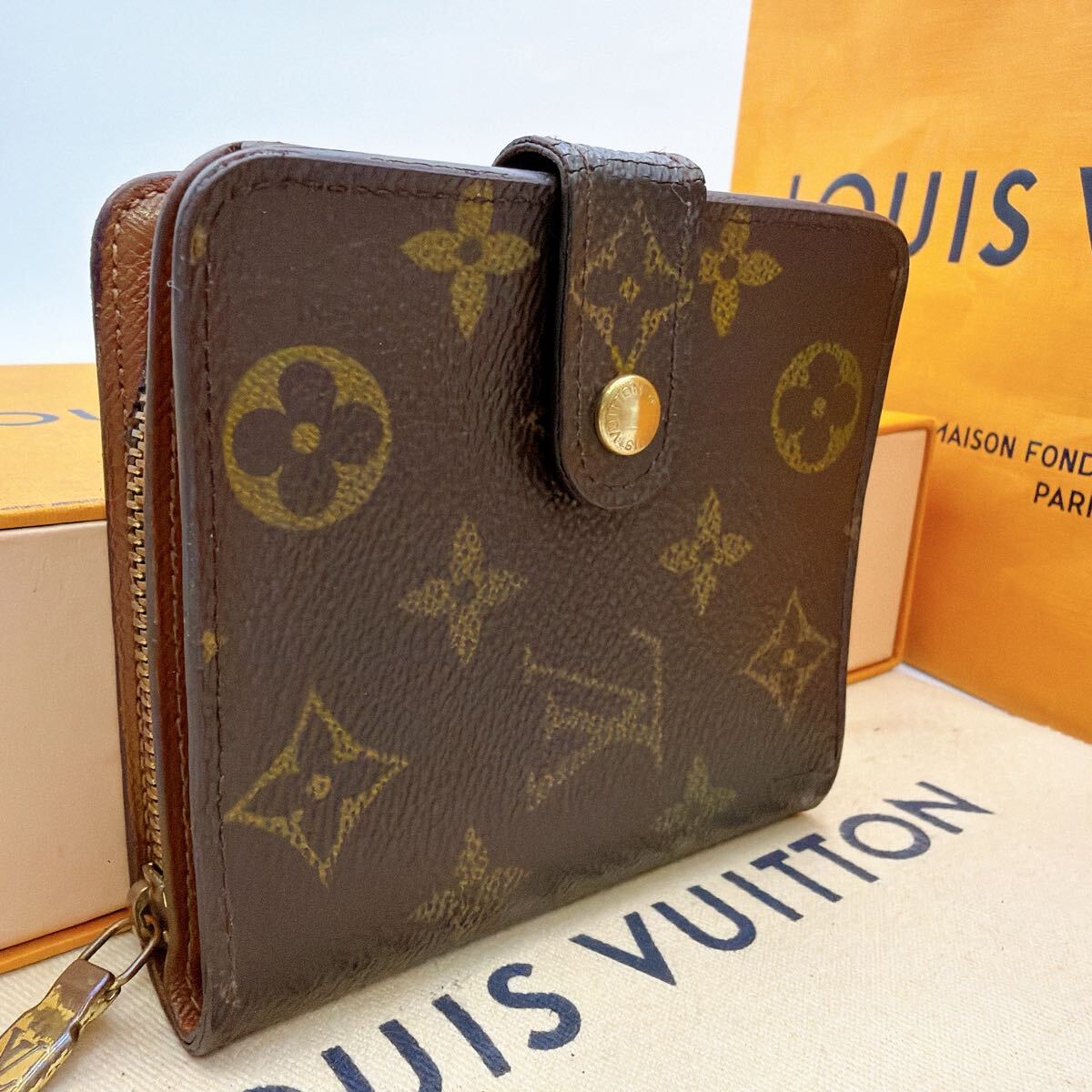 7274【上美品】LOUIS VUITTON ルイヴィトン モノグラム コンパクトジップ ラウンドファスナー 二つ折り財布 ウォレット M61667/MI0092拍卖