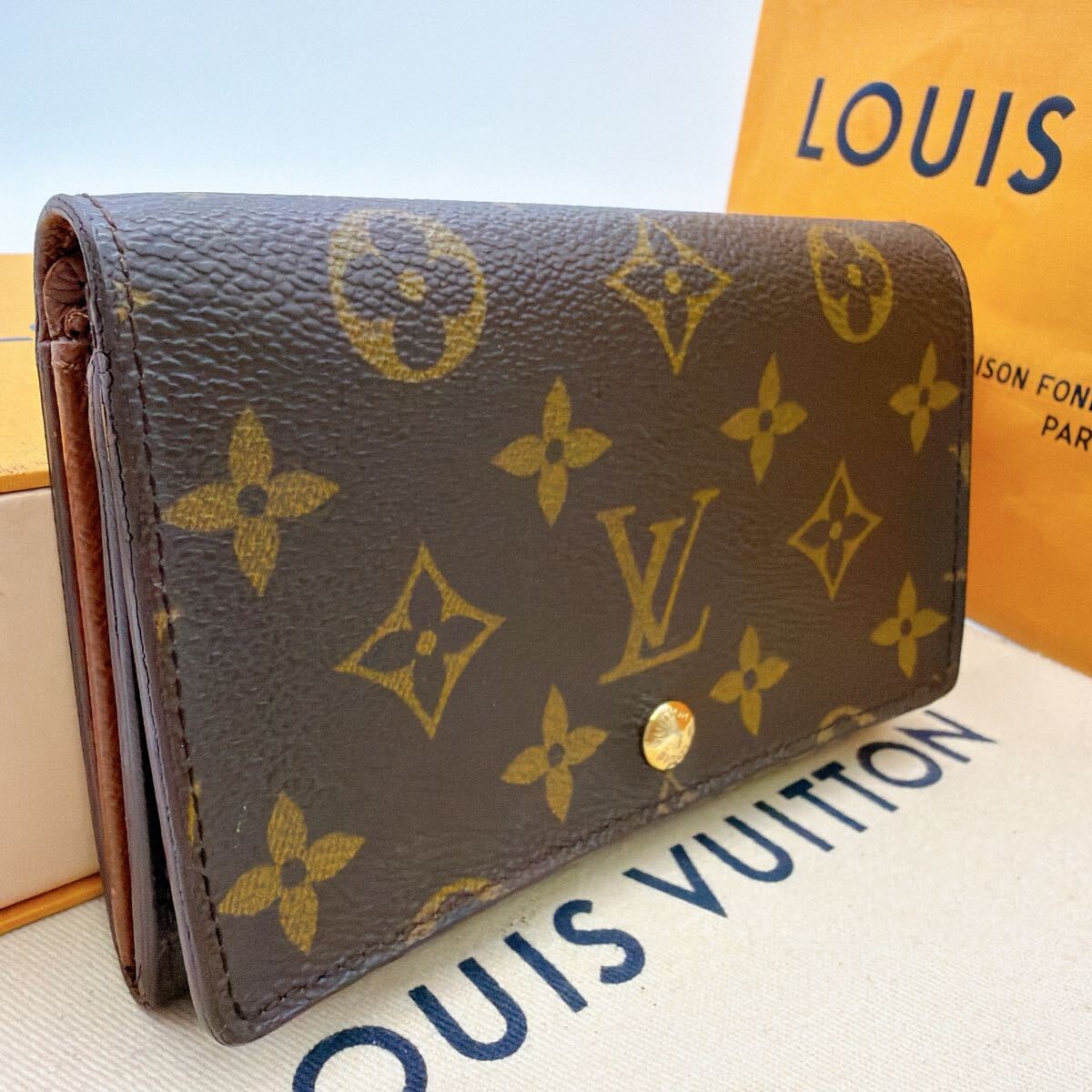 7276【上美品】LOUIS VUITTON ルイヴィトン モノグラム ポルトモネ ビエ トレゾール 二つ折り財布 L字ファスナー M61730/SD1909拍卖