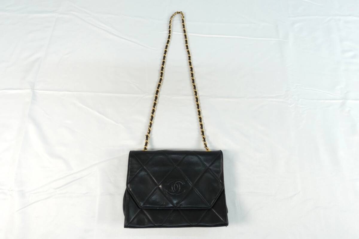 CHANEL シャネル ダイヤステッチ チェーンショルダー 1061141 ラムスキン ブラック レディース ブランド拍卖