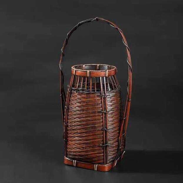 茶室華道具 竹編み 編み籠 竹工芸 花器 花入れ拍卖