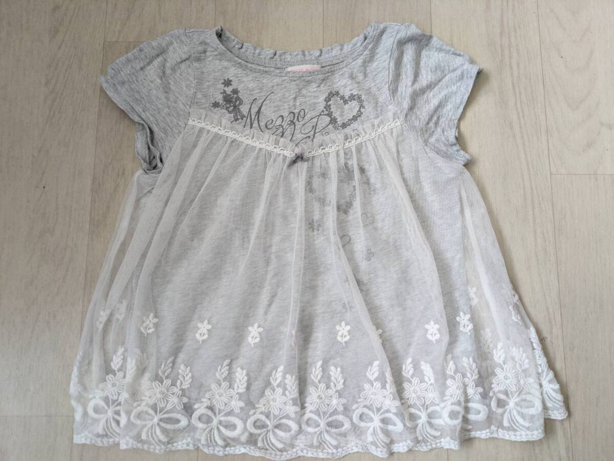 120サイズ★ メゾピアノ レースが素敵なデザインTシャツ ★ 子供服 ベビー服 キッズ拍卖