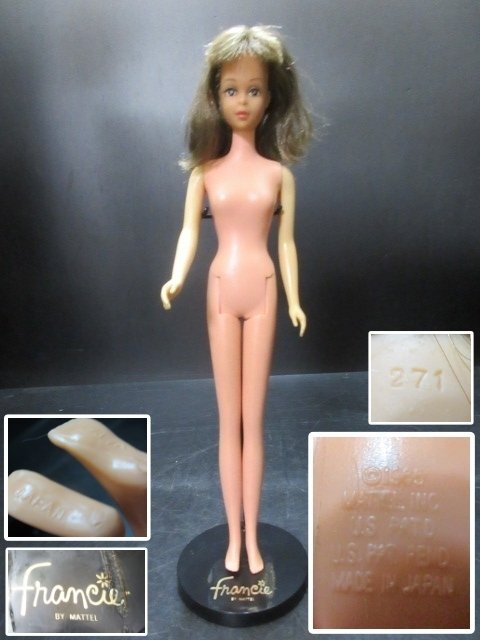 MATTEL 1965 Francie Doll フランシー 人形 純正スタンド付き Made in Japan 検)ヴィンテージVintage当時物初期 271刻印拍卖