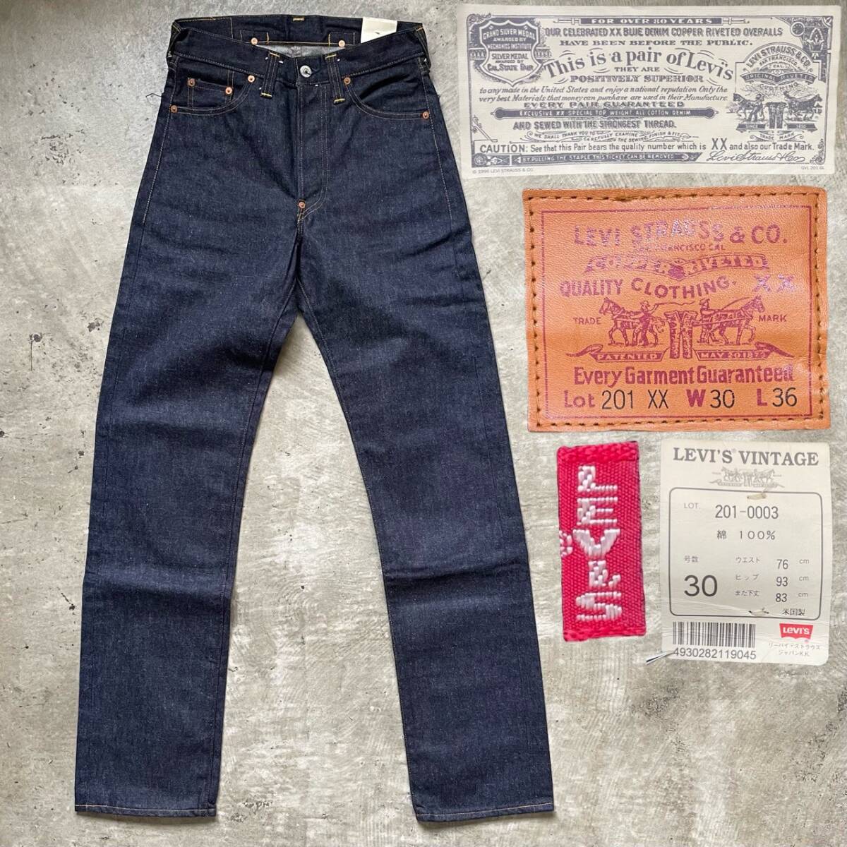 YM1776 未使用 バレンシア工場製 555刻有 LEVI'S リーバイス 201xx 201-0003 米国製 U.S.A 赤耳 W30 L36 革パッチ ギャラ入り 1996年拍卖