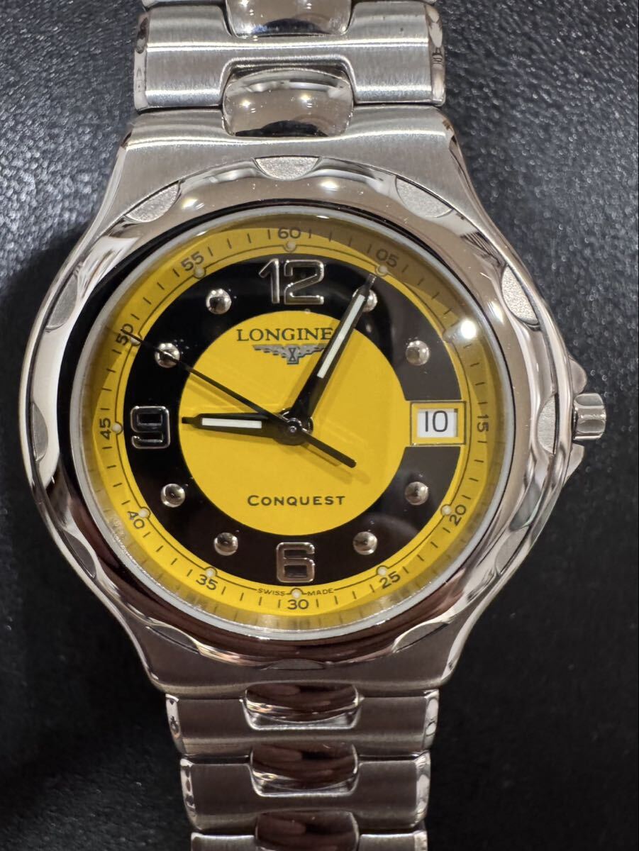 LONGINES ロンジン CONQUEST コンクエスト L1.631.4 イエロー文字盤 メンズ 腕時計拍卖