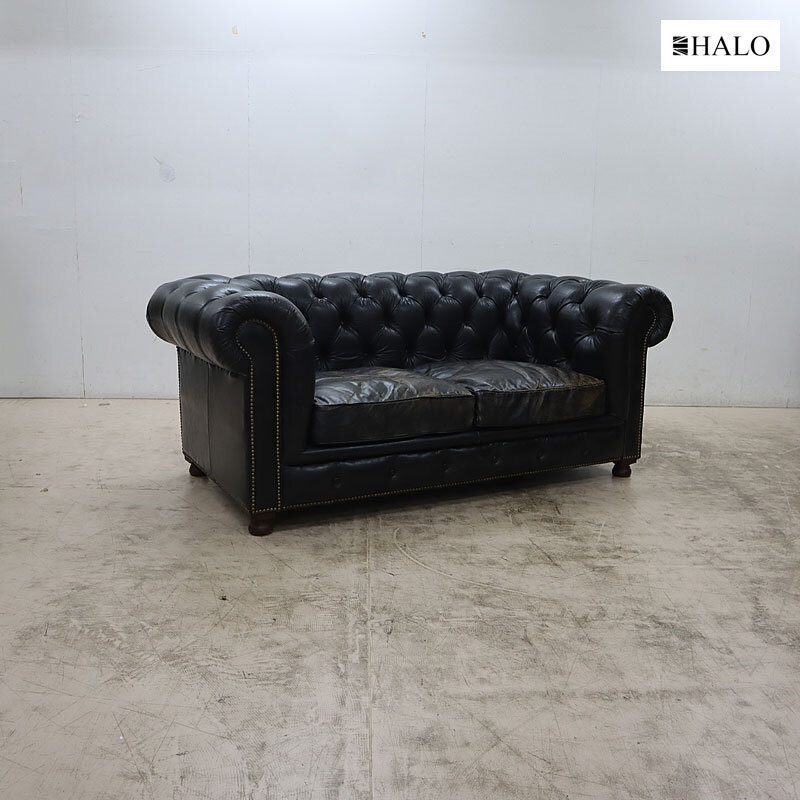 美品 HALO ハロ KENSINGTON ケンジントン チェスターフィールドソファ 2Pソファ/2人掛けソファ レザー/革 英国スタイル拍卖