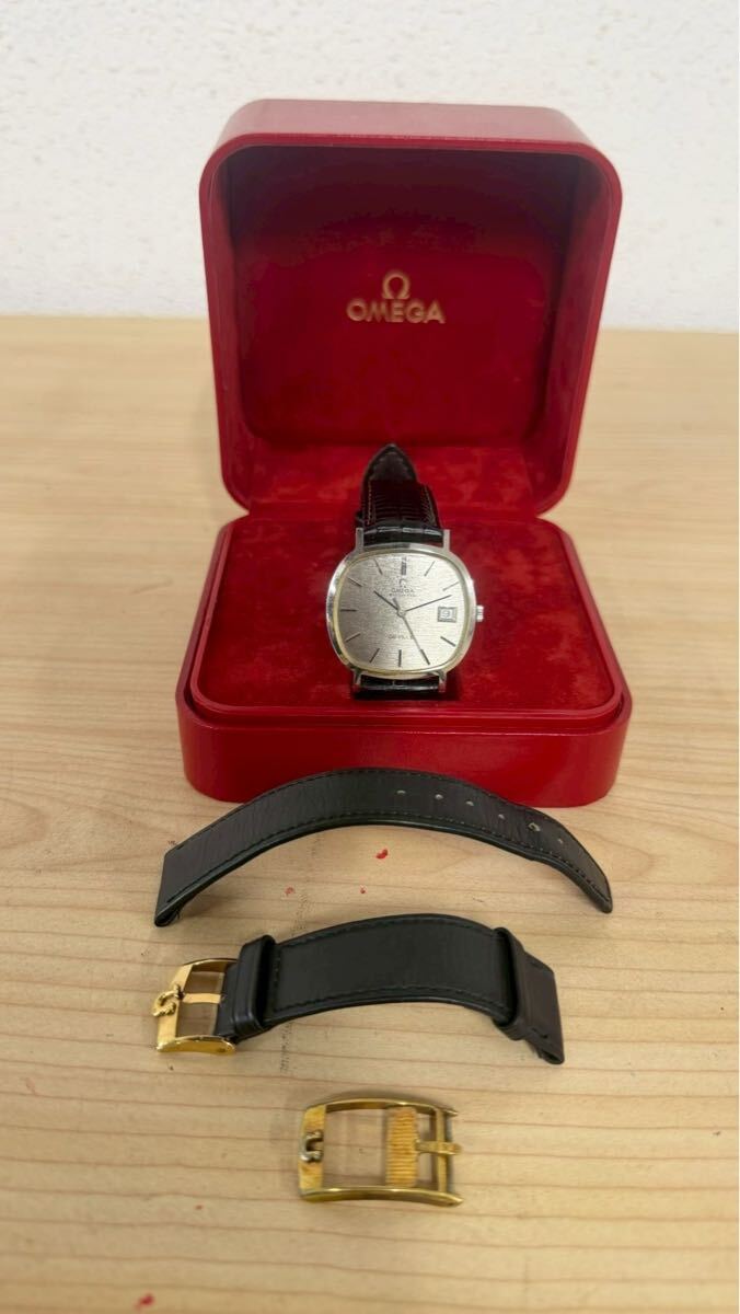 1円〜【稼働品】OMEGA オメガ De Ville デビル Cal.1012 自動巻き AT デイト ST162.751 ヴィンテージ メンズ腕時計 替ベルト 箱等付き拍卖