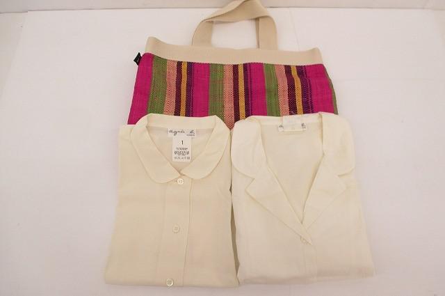 アニエスベー agnes b. ラフィア トートバッグ ノースリーブ 長袖 シャツ 3点 0 1 レディース 中古拍卖