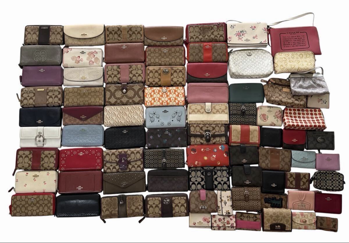 COACH コーチ まとめ売り シグネチャー レザー PVC 財布 ウォレット 80点セット 大量 Poppy y2k SOHO Trifold オールドコーチ 長財布拍卖