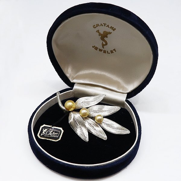 DKG★送料無料 BVA879★ 茶谷産業 CHATANI JEWELRY 銀線細工 リーフ ブローチ フィリグリーブローチ 銀線細工ブローチ拍卖