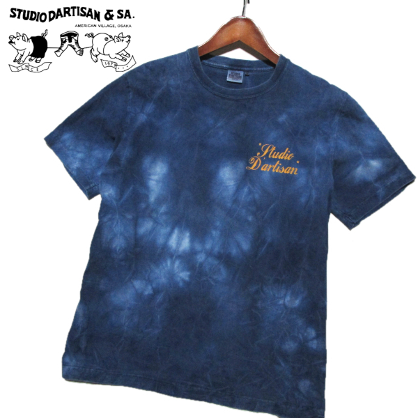 【STUDIO D'ARTISAN】 インディゴタイダイ クルーネックTシャツ サイズM コットン アメカジ ステュディオ・ダルチザン拍卖