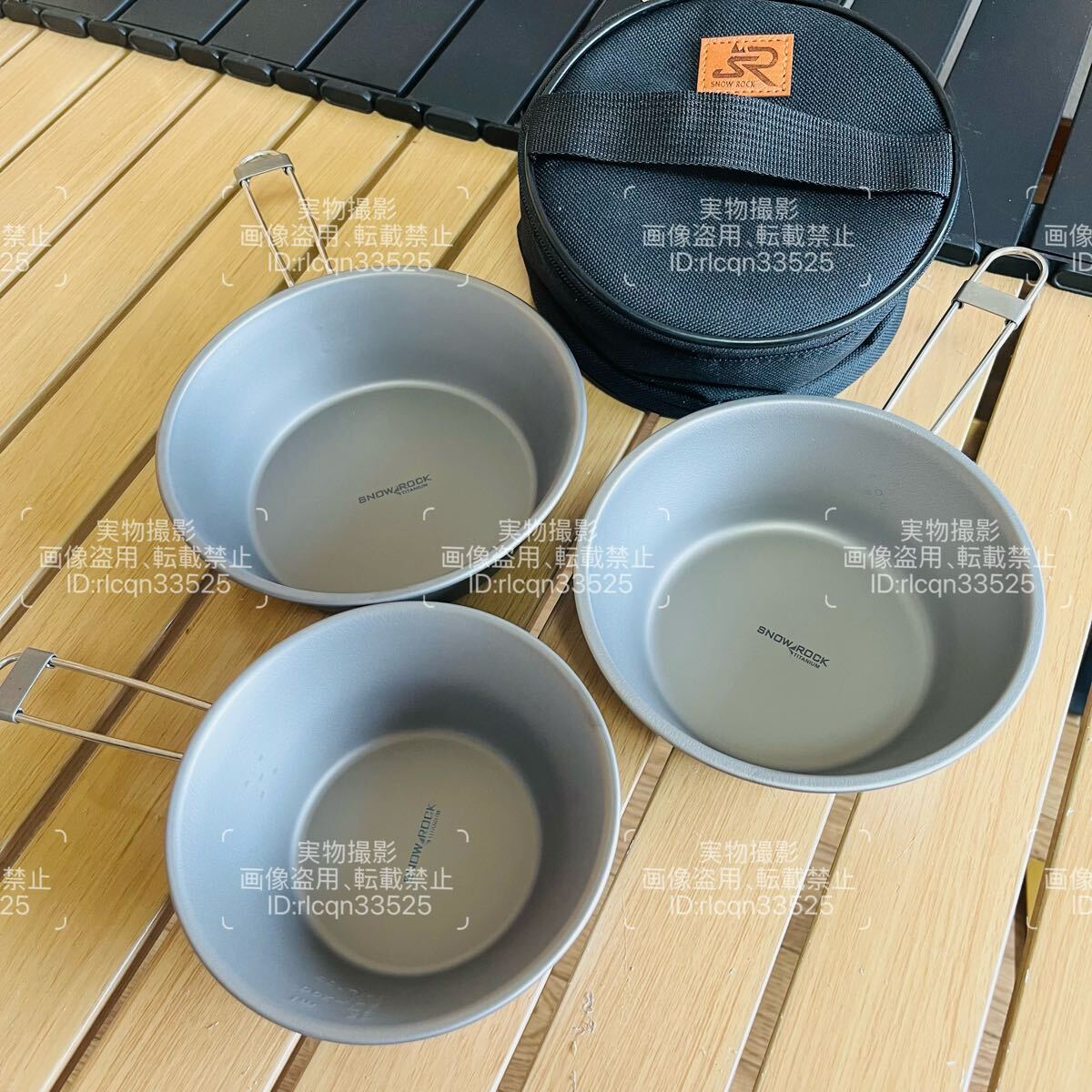 チタン製 超高品質 シェラカップ 3点セット 折りたたみハンドル 大中小3サイズ 収納ケース付 アウトドア 野外登山 キャンプ 調理器具拍卖