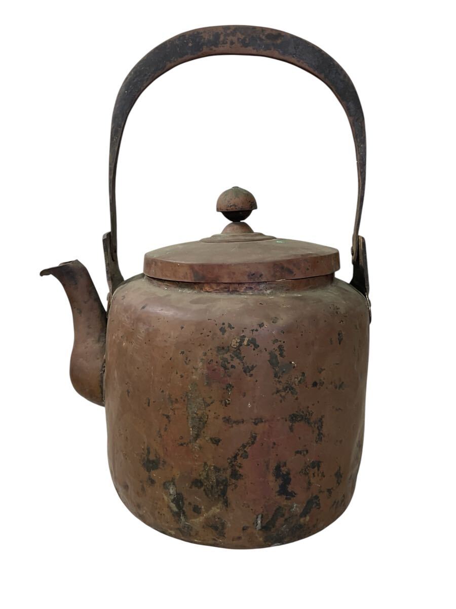 銅製 銅やかん 薬缶 やかん 茶道具 水差し 骨董品 中古品/詳細不明/約 高さ:30 口径:16.5 底径:22.5cm/パティナ アンティーク 26.6.6I拍卖