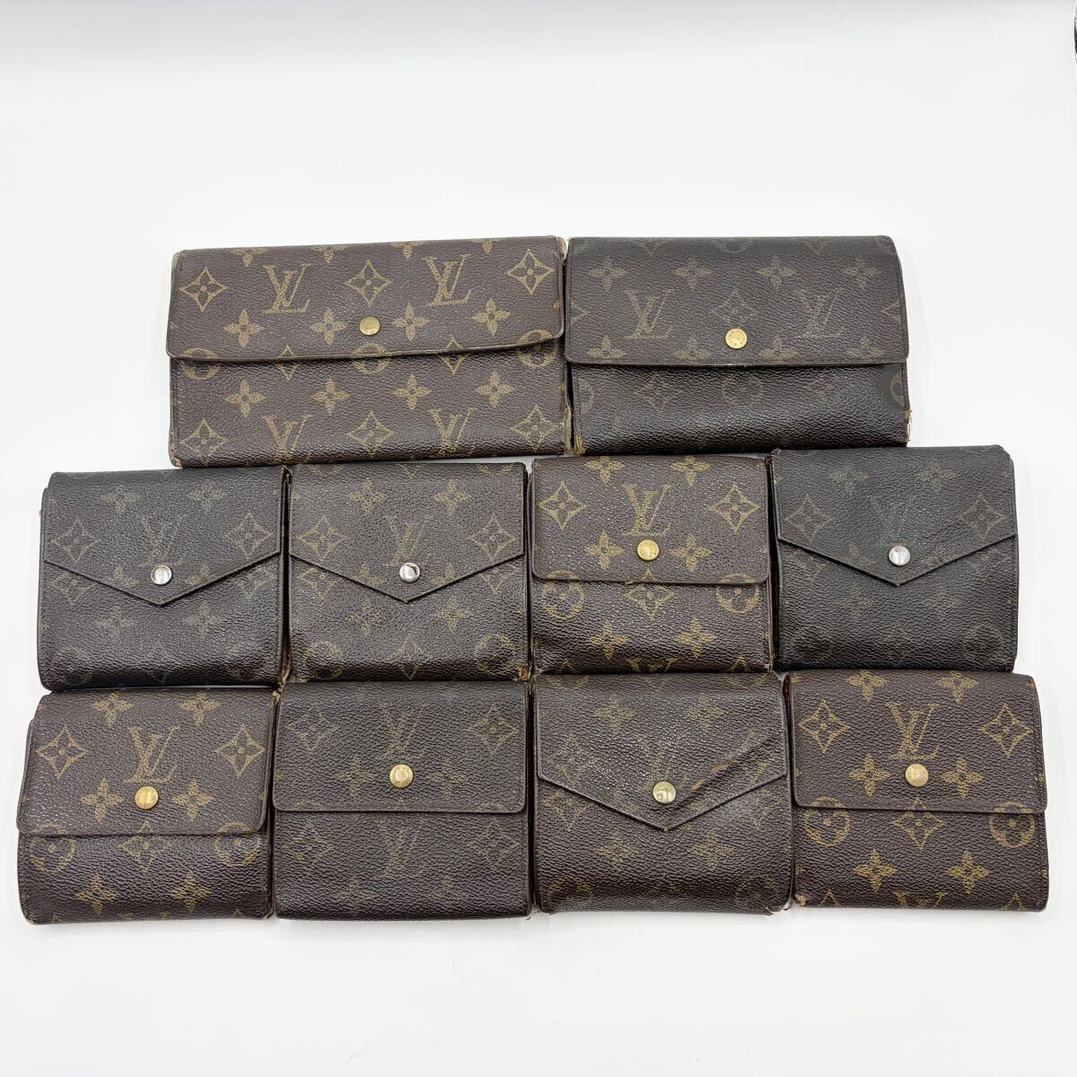■1円■鑑定済■ LOUIS VUITTON ルイヴィトン まとめ売り モノグラム 長財布 二つ折り 小銭入れ ロゴ金具 コイン 大量 10点 セット拍卖