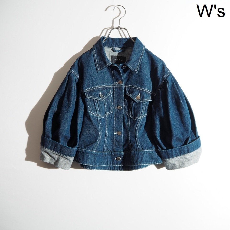 C5754P ▼Simone Rocha シモーネロシャ▼ SCULPTED CROPPED DENIM JACKET クロップド デニムジャケット ブルー UK6/S 7分袖 春~秋 mks拍卖