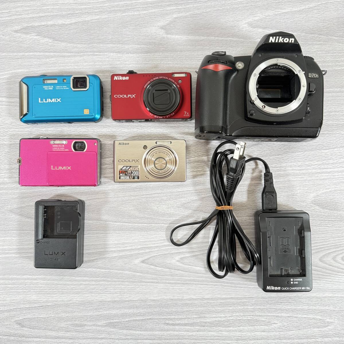 ジャンク 動作未確認 デジタルカメラ まとめ Nikon D70s COOLPIX S500 S6000 Panasonic LUMIX DMC-FT20 DMC-FP1 コンデジ拍卖