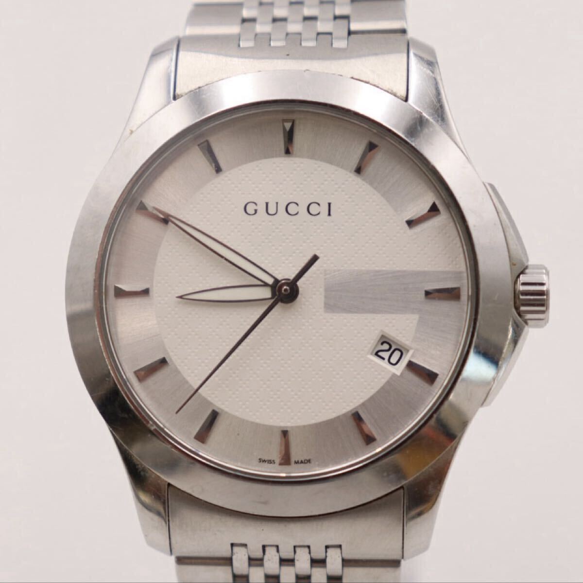 グッチ GUCCI Gタイムレス 126.4 デイト メンズ クォーツ 電池交換済み拍卖
